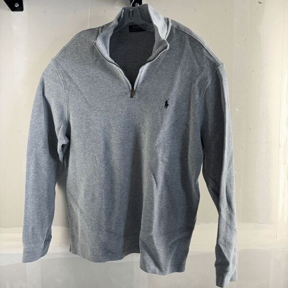 Polo Ralph Lauren Sweater Mens XL Gray Quarter Zip Pony Long Sleeve Pullover - Picture 1 of 5